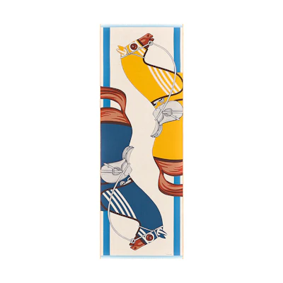 HERMES Cavalcadour Shawl Scarf 63x180cm Beige/Yellow/Navy Blue H693345T-14