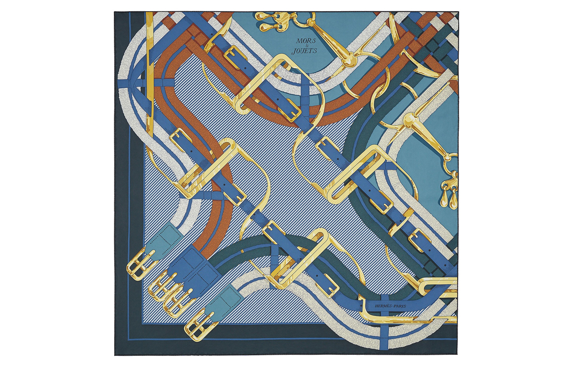 HERMES Chain D'Ancre Scarf Blue/Brown/Gold. H073414S-20 圖 2