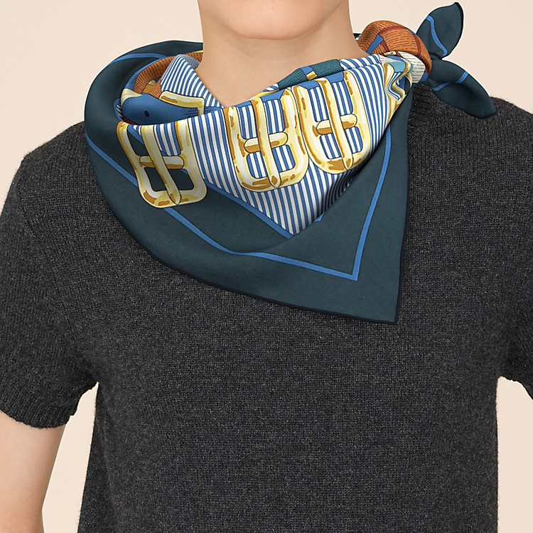 HERMES Chain D'Ancre Scarf Blue/Brown/Gold. H073414S-20 圖 3