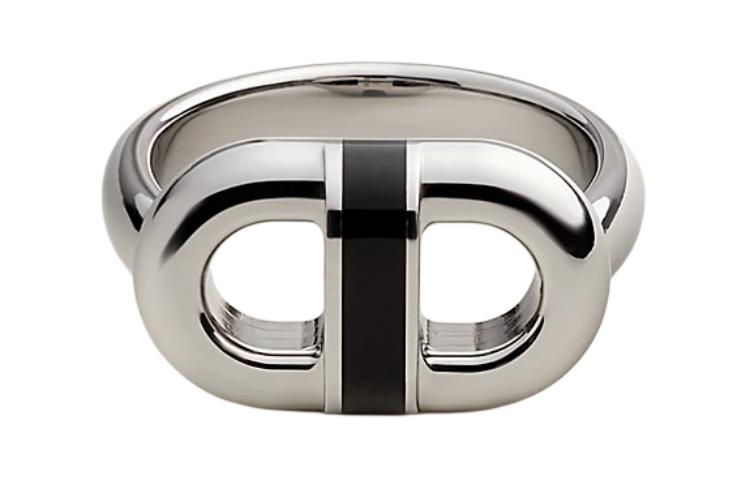 Order HERMES Chain Design Stainless Steel Silver Ring Unisex Couple Style H100043FJ