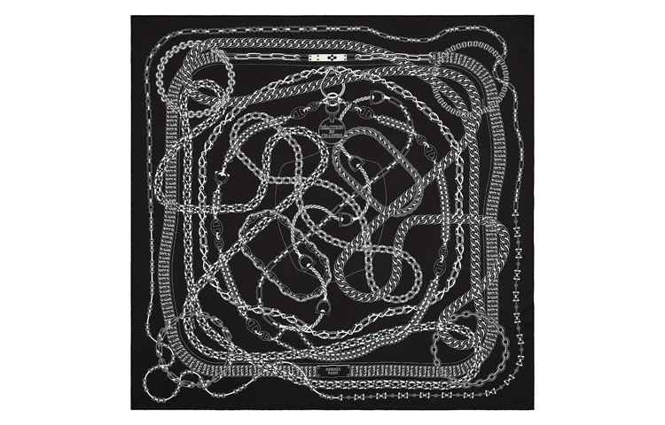HERMES Chain Reaction 90cm Scarf Black White H003687S-15 圖 2