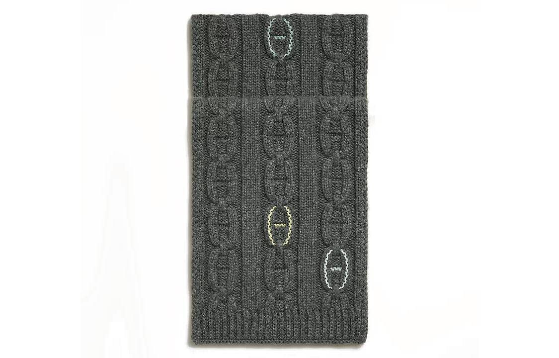 HERMES Chaine d'Ancre Knit Scarf Grey for Men. H394073T 02