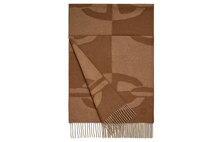 HERMES Chaine d'Ancre Optical Wool Scarf Unisex Brown Couple Style H394070T 03 圖 3