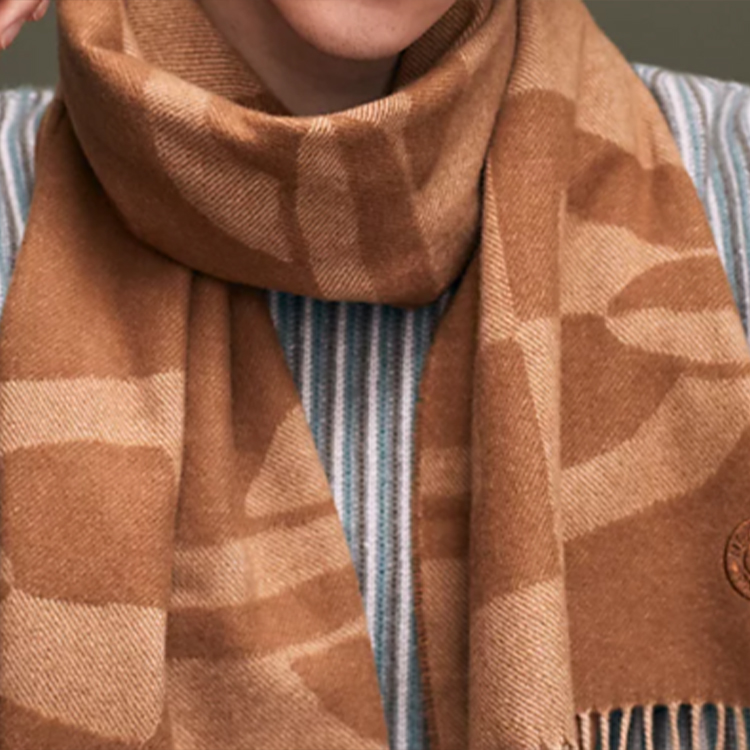 HERMES Chaine d'Ancre Optical Wool Scarf Unisex Brown Couple Style H394070T 03 圖 4