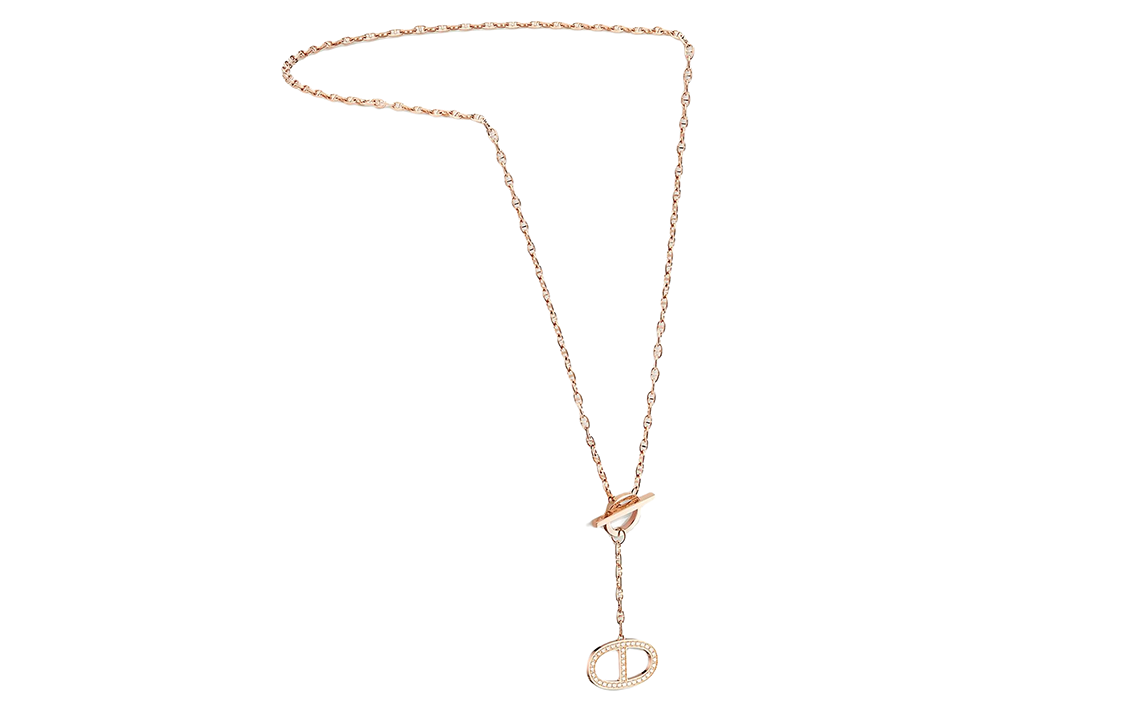 HERMES Chaine d'Ancre Rose Gold Diamond Necklace Unisex Accessory. H122303B 圖 3