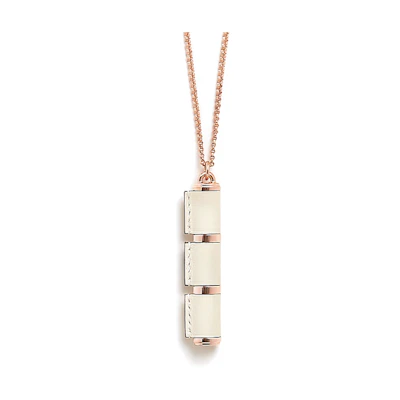 HERMES Charniere Logo Pendant Necklace White Unisex Couples Calfskin Metal. H011084CDI2