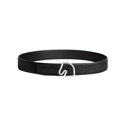 HERMES Cheval Reversible Leather Belt Black 3.8cm H081656CK05-H075387CAAF