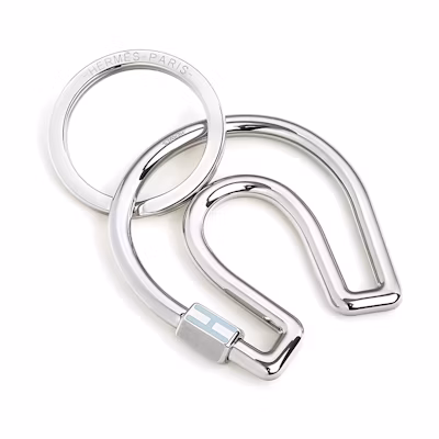 HERMES Cheval Silver/Blue Keychain Unisex Fashion Accessory. H077329FJ05