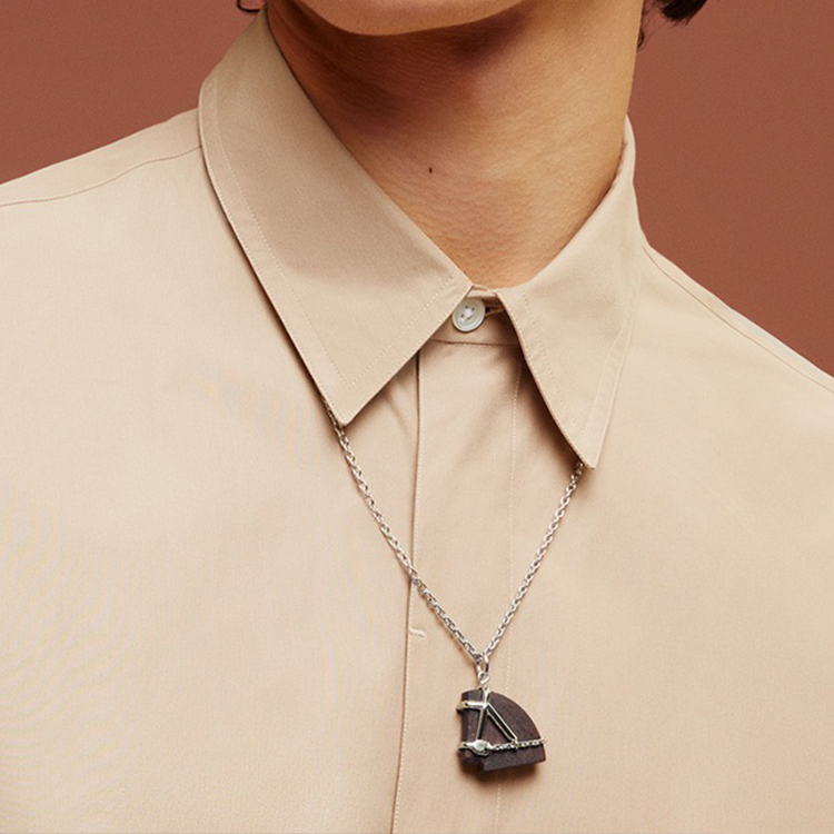 HERMES Cheval Silver Necklace Unisex Couple Design with Metal Accents. H077350FP01 圖 4