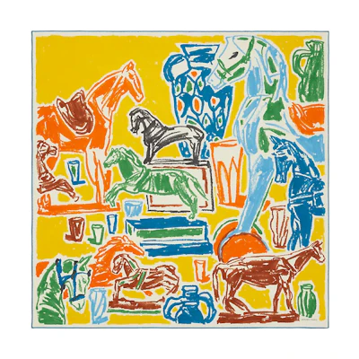 HERMES Chevaux de la Collection 100cm Fashion Silk Scarf H103943T-01