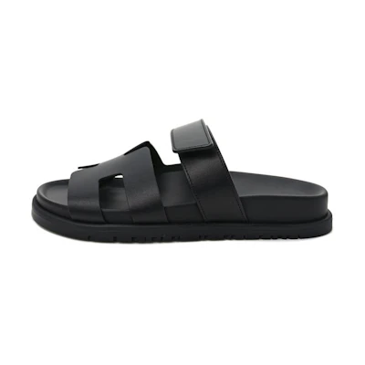 HERMES Chypre 'Black Velcro Sandal'