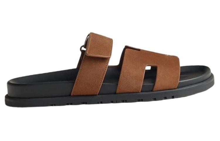 Order HERMES愛馬仕 Chypre 皮革 舒適時尚 一字拖鞋 男款 褐色