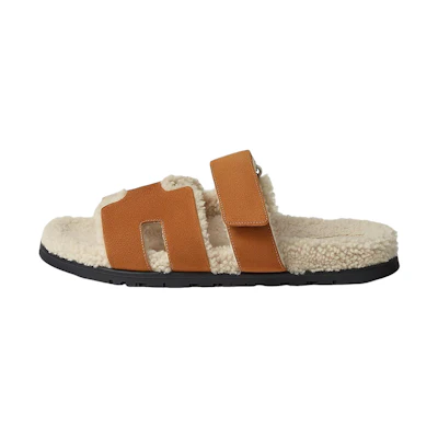 HERMES Chypre 'Leather Open-Toe Brown'