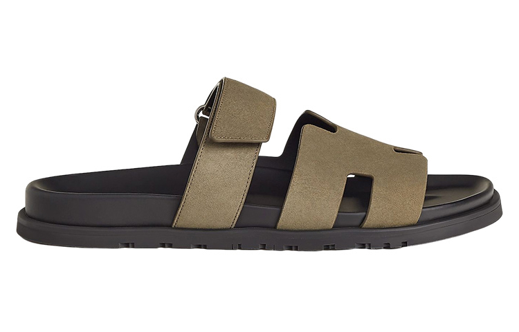 Order HERMES愛馬仕 Chypre 山羊皮 時尚魔術貼 時尚涼拖 男款 淺棕色