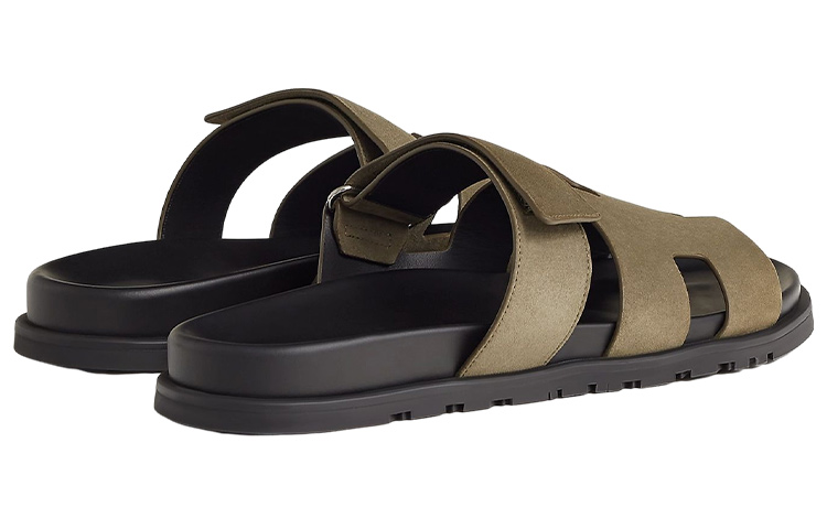 Purchase HERMES愛馬仕 Chypre 山羊皮 時尚魔術貼 時尚涼拖 男款 淺棕色