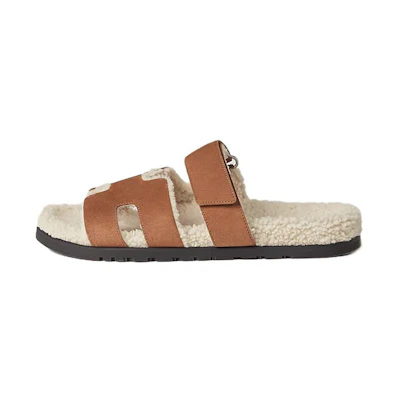 HERMES Chypre 'Open-Toe Brown Suede'