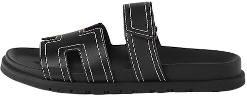 HERMES Chypre Black Calfskin Slide Sandals for Men H242888Z H02 HERMES Chypre Black Calfskin Slide Sandals for Men H242888Z H02