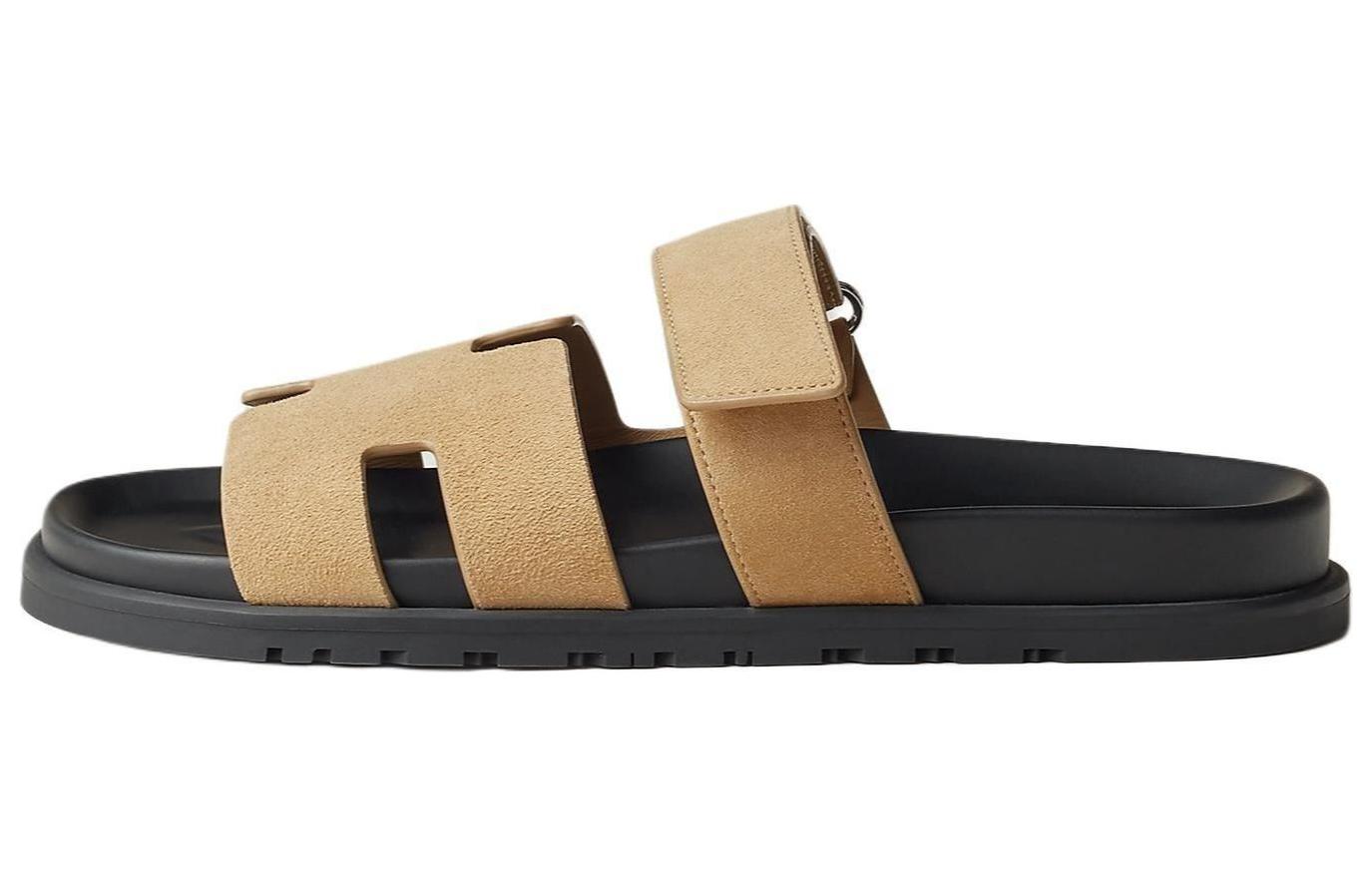 HERMES Chypre Brown Open-Toe Slide Sandals H222856Z HVD