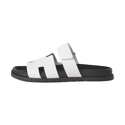 HERMES Chypre Calfskin 'Open Toe Velcro White'