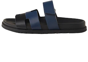 HERMES Chypre Calfskin Slip-On Sandals Men Blue Black H242890Z H4J HERMES Chypre Calfskin Slip-On Sandals Men Blue Black H242890Z H4J