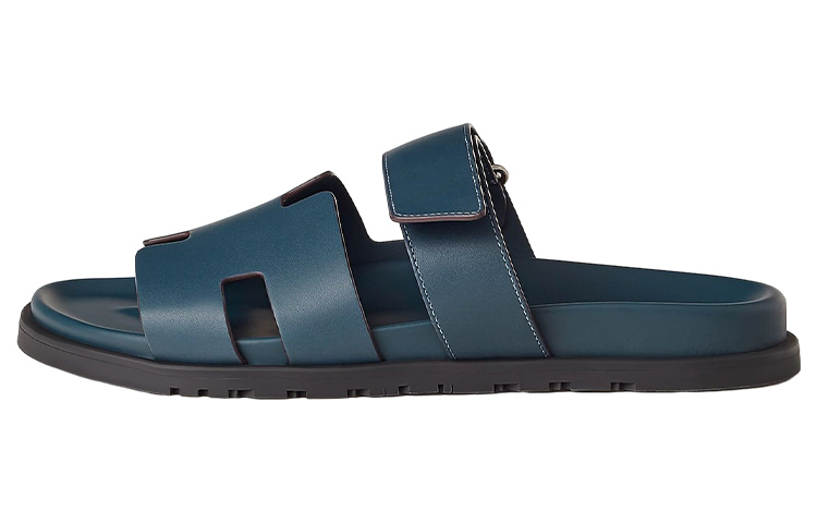 Buy HERMES 小牛皮魔术贴凉鞋 '蓝色' H222858Z-H4B