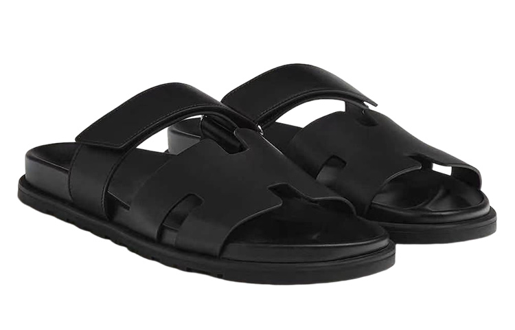 Shop HERMES Chypre Sandals 'Black Calfskin' H222000Z-H01