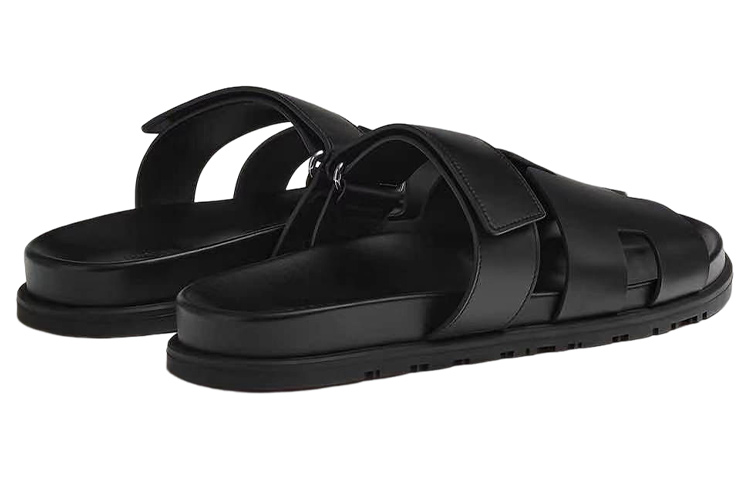 Shop HERMES Chypre Slide 'Kulit Hitam' H222000Z-H01