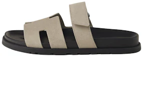 HERMES Chypre Suede Open-Toe Slide Sandals Grey H222856Z HNL HERMES Chypre Suede Open-Toe Slide Sandals Grey H222856Z HNL