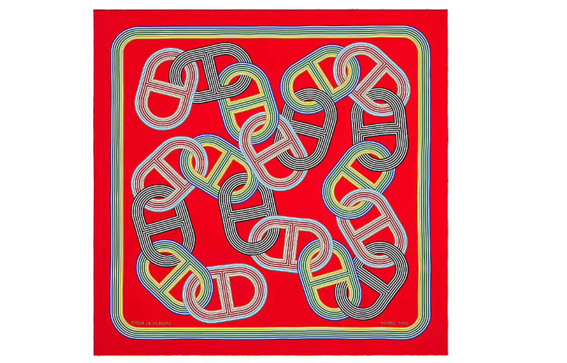 HERMES Circuit 24 Faubourg Red Silk Scarf 90cm H002684S-34