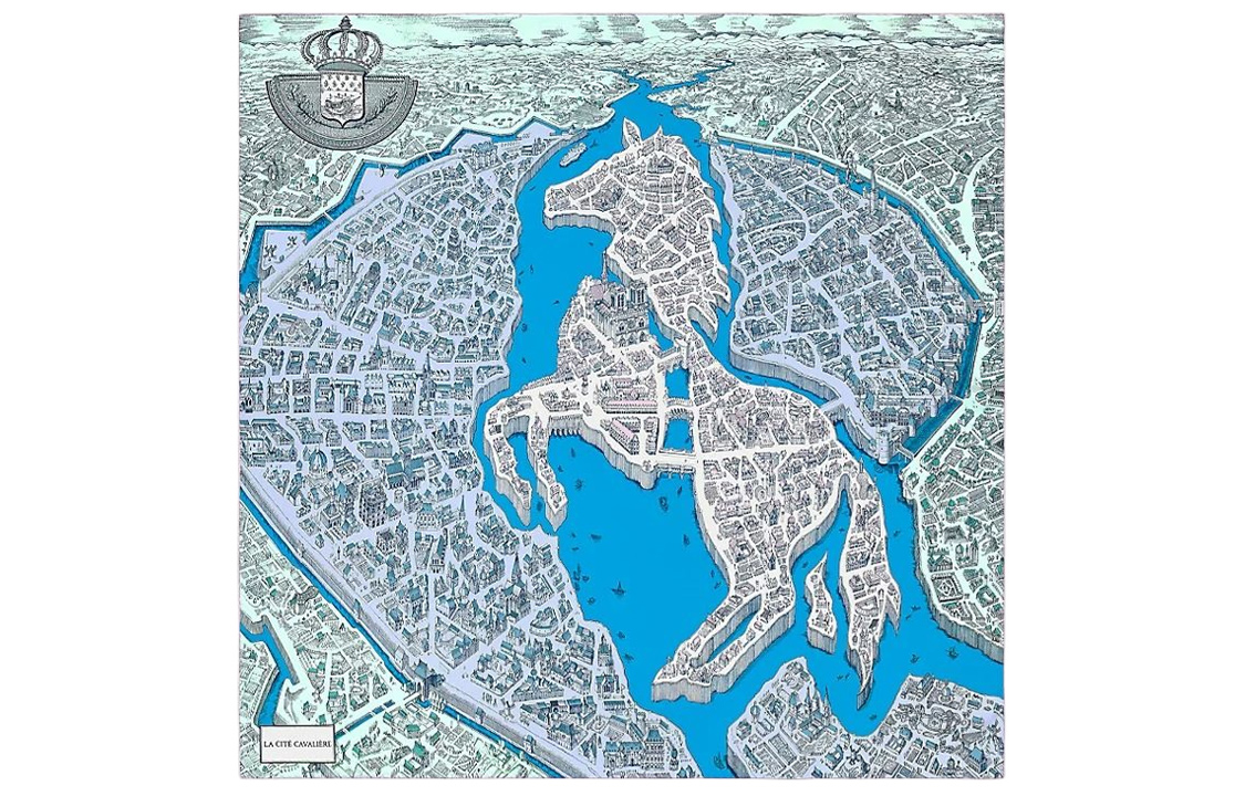 HERMES City of Horses Silk Scarf Unisex Blue H0005047-16 圖 2