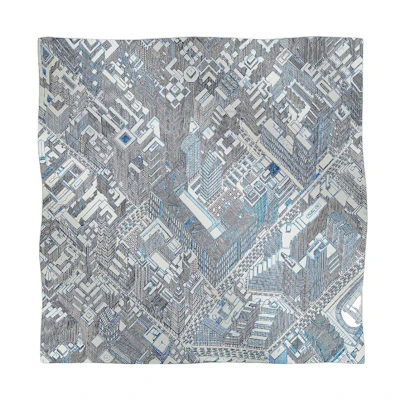 HERMES City Pattern Silk Scarf Unisex Couple Edition - Gray. H003969S04