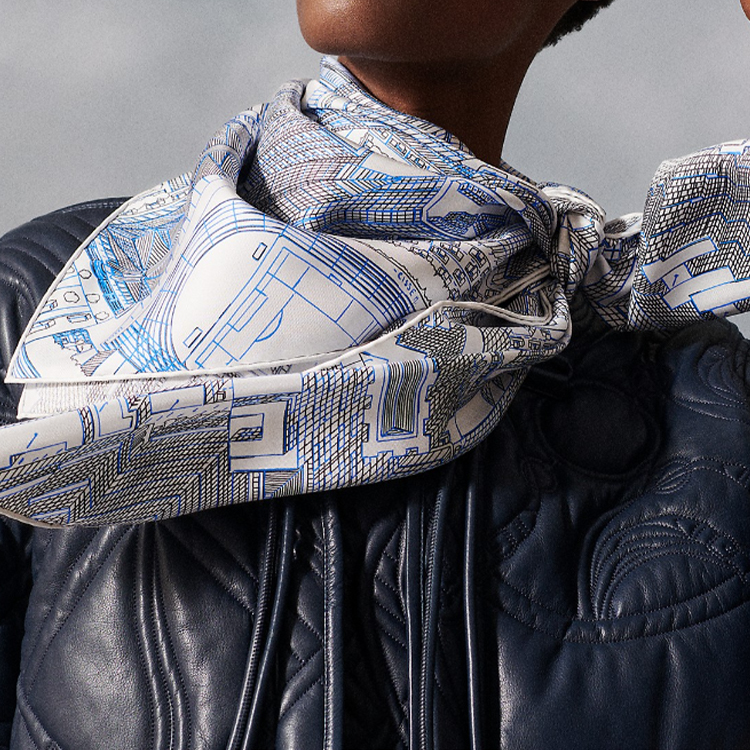 HERMES City Pattern Silk Scarf Unisex Couple Edition - Gray. H003969S04 圖 3