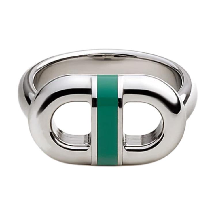 HERMES Classic Chain Design Stainless Steel Ring Unisex Peacock Green H100043FJ8352 圖 2