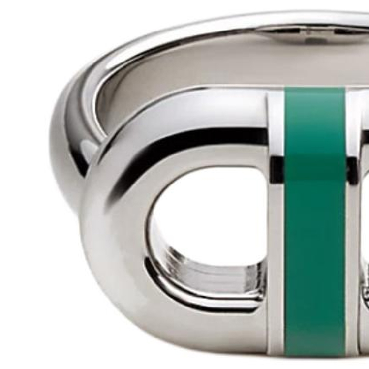 HERMES Classic Chain Design Stainless Steel Ring Unisex Peacock Green H100043FJ8352 圖 3