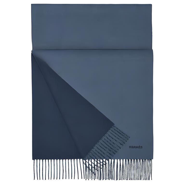 HERMES Classic Double-Sided Embroidered Wool Cashmere Scarf for Men H393800T-27 圖 2