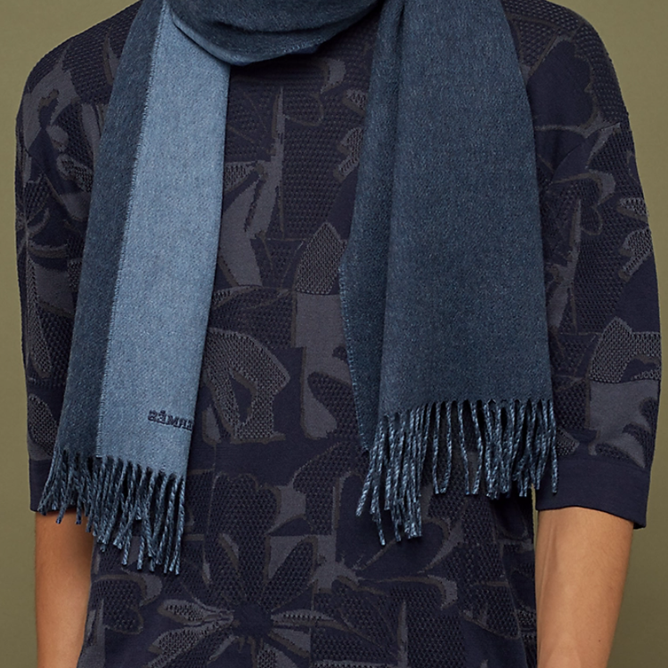 HERMES Classic Double-Sided Embroidered Wool Cashmere Scarf for Men H393800T-27 圖 3