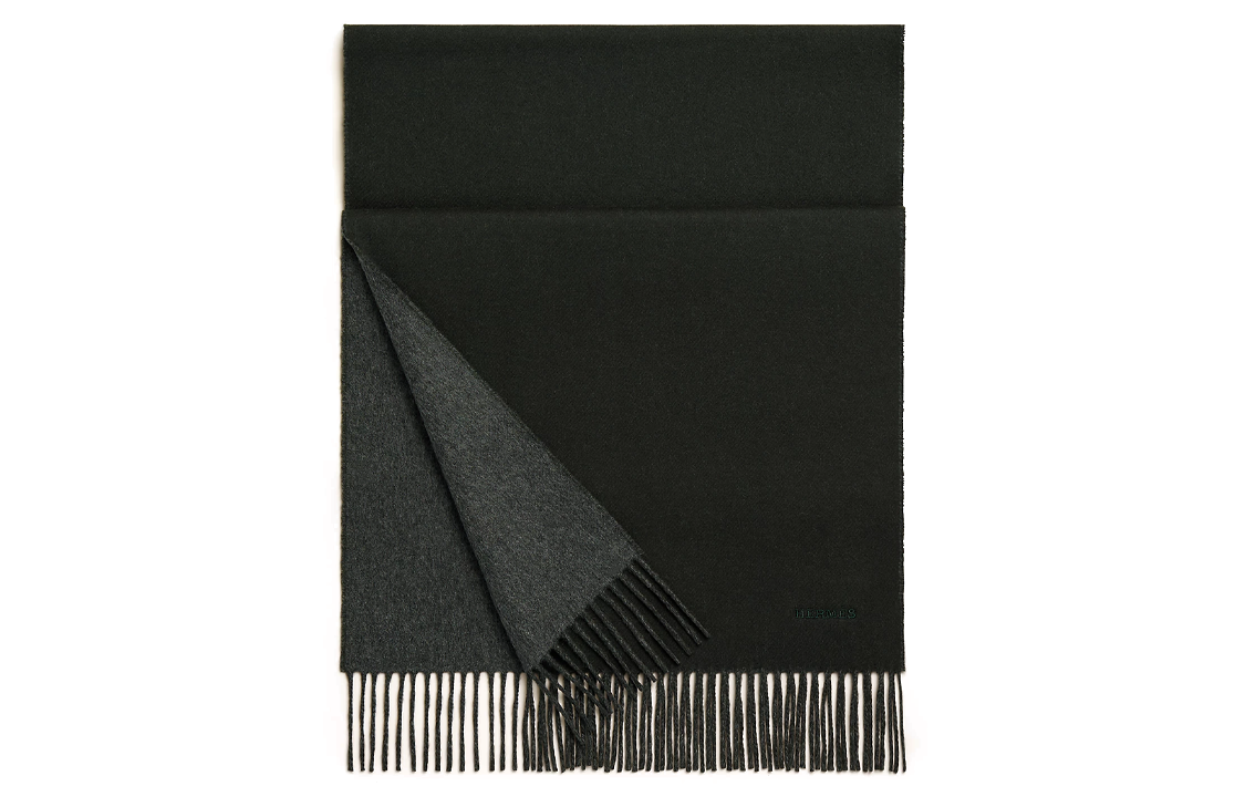 HERMES Classic Embroidered Double-Sided Cashmere Scarf for Men. H393800T-31