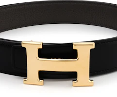 Lookbook Hermes Classic Glossy Gold Buckle Togo Calfskin Reversible Belt Black/Grey 3.2cm H064544CC06-H073967CAAC