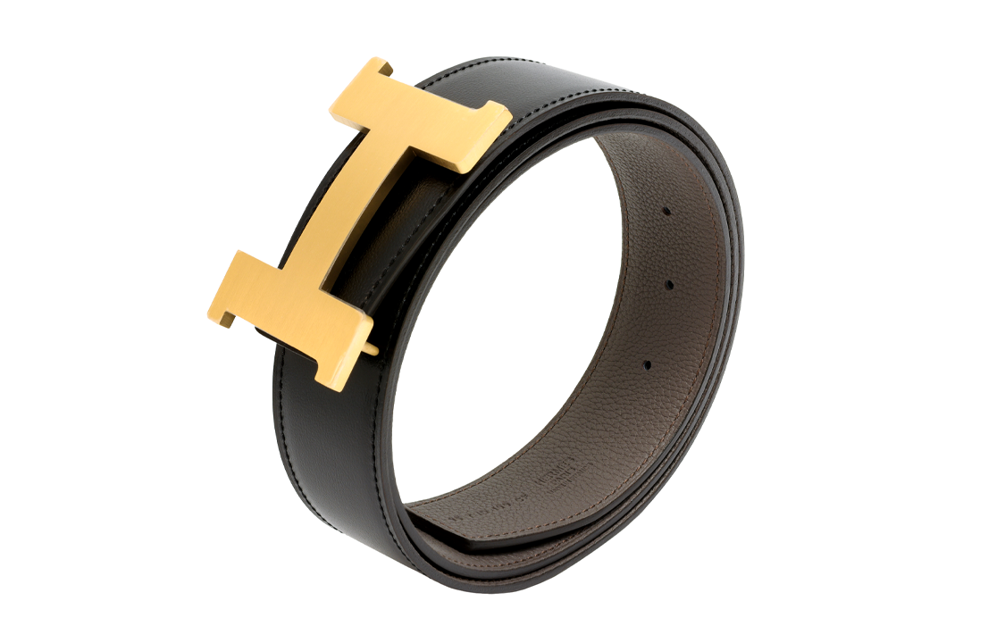 Lookbook HERMES Tali Pinggang Kulit Togo Reversible H Buckle Hitam/Etoupe 3.8cm H074562CUZ3-H077971CAAG