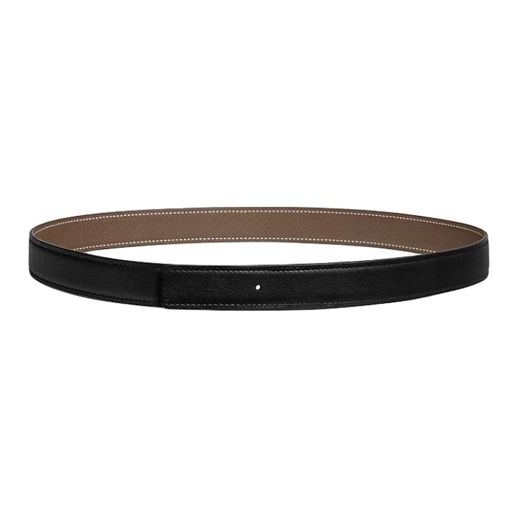 HERMES Classic H Logo Black Leather Belt, 2.4cm Wide H052150CABU