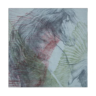 HERMES Classic Pegasus Jacquard Scarf Unisex Couple Design Blue H103885T13
