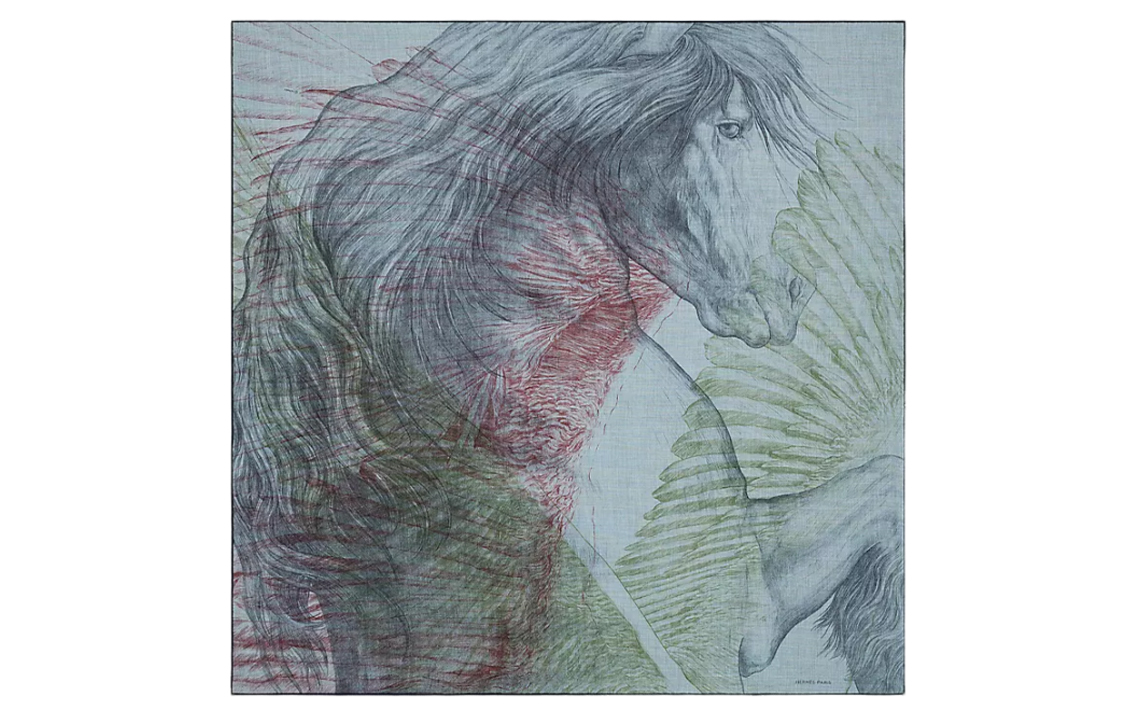 HERMES Classic Pegasus Jacquard Scarf Unisex Couple Design Blue H103885T13 圖 2