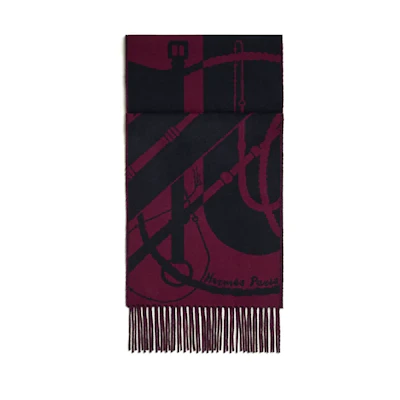 HERMES Clic-Clac Jacquard Cashmere Scarf Unisex Couple Purple. H394071T-04