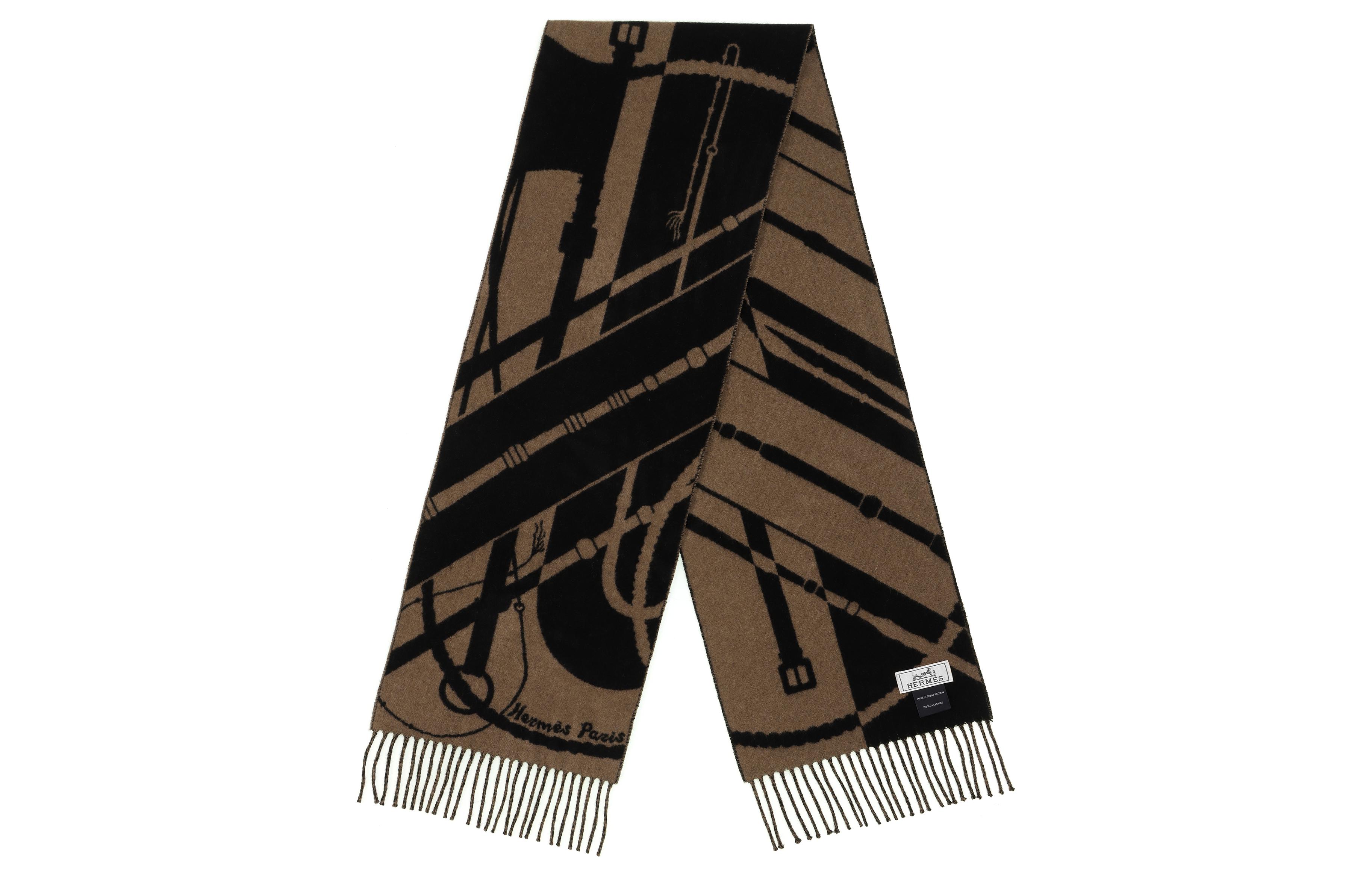 HERMES Clic-Clac Jacquard Cashmere Scarf Unisex Couple Brown H394071T-03 圖 2