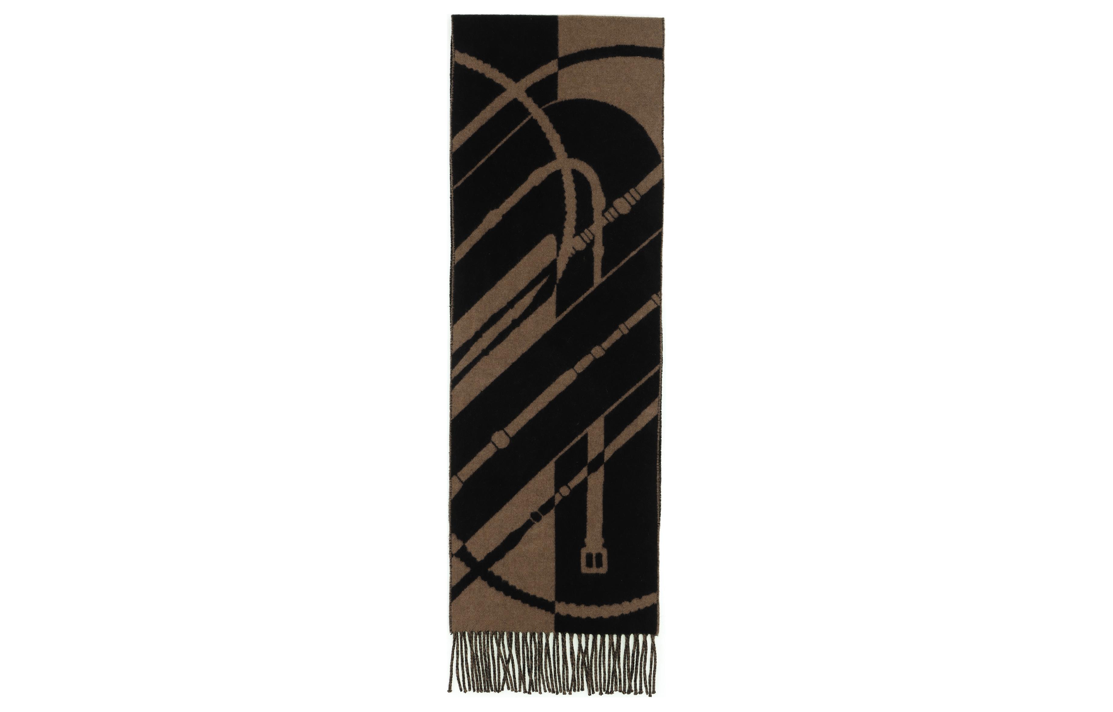 HERMES Clic-Clac Jacquard Cashmere Scarf Unisex Couple Brown H394071T-03 圖 3