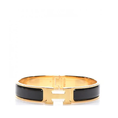Hermes Clic Clac H Bracelet Gold-tone PM Black