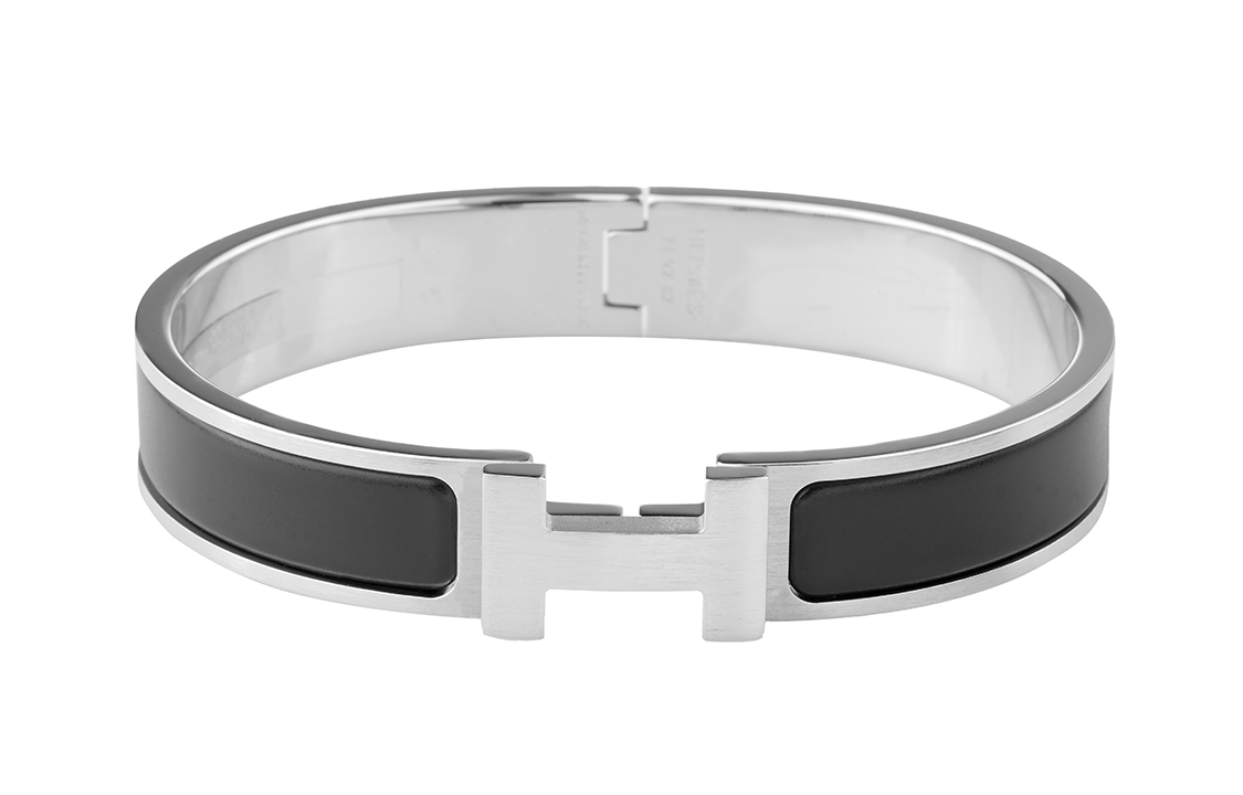 HERMES Clic H Adjustable Palladium Bracelet Matte Black Unisex Couples H703203FB01 圖 2