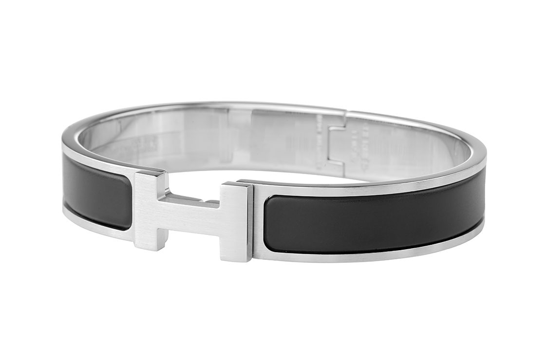 HERMES Clic H Adjustable Palladium Bracelet Matte Black Unisex Couples H703203FB01 圖 3