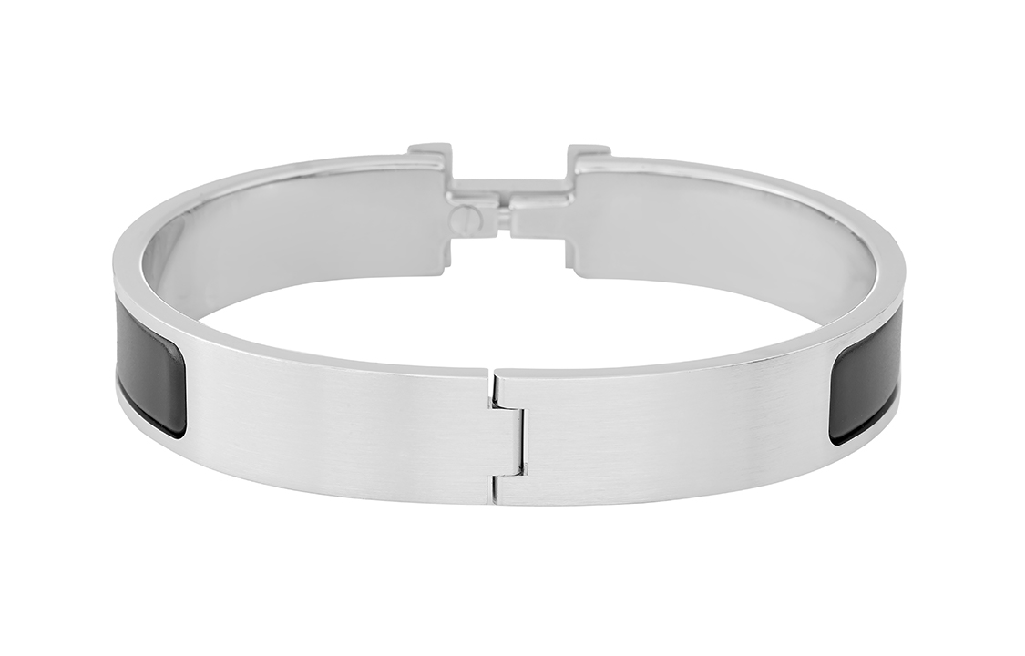HERMES Clic H Adjustable Palladium Bracelet Matte Black Unisex Couples H703203FB01 圖 4