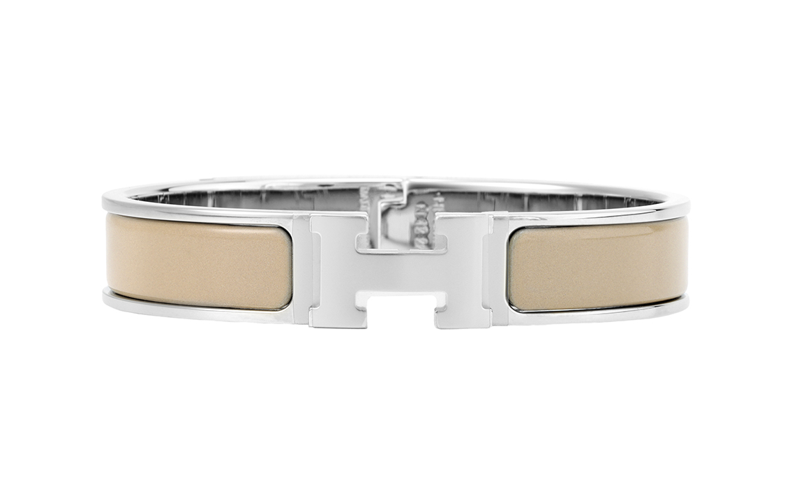 HERMES Clic H Bracelet Beige Brown Silver Marron Glacé H700001FP19 圖 3